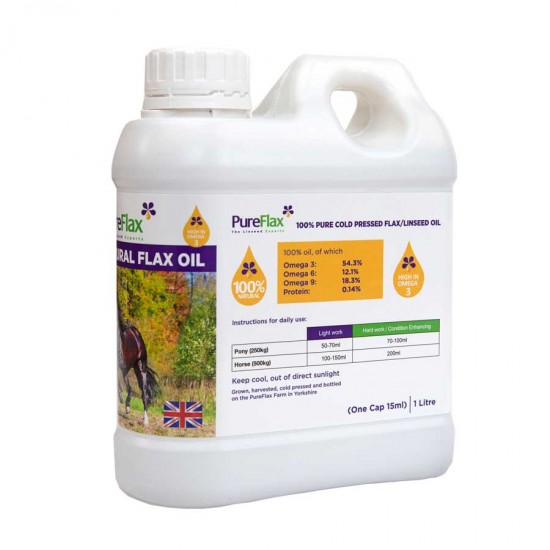 PureFlax Oil for Horse and Ponies. Fully NOPS & FEMAS Approved with Full Traceability