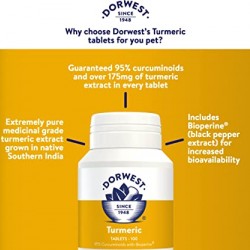 Dorwest Turmeric Tablets for Dogs & Cats Anti-Inflammatory - Joints