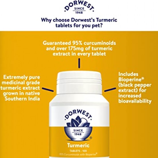 Dorwest Turmeric Tablets for Dogs & Cats Anti-Inflammatory - Joints