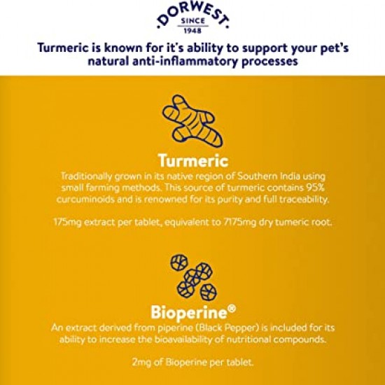 Dorwest Turmeric Tablets for Dogs & Cats Anti-Inflammatory - Joints