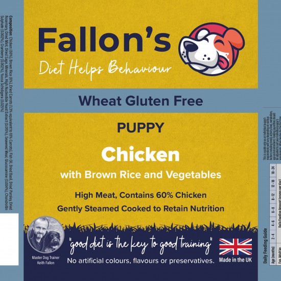 Puppy Chicken & Rice Gently Steam Cooked Wet Dog Food – Complete Puppy Recipe – 10 x 395g