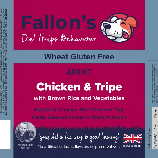 Chicken & Tripe with Brown Rice Gently Steam Cooked Wet Dog Food – 10 x 395g