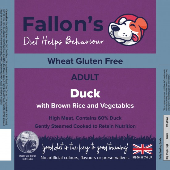 Duck & Rice Gently Steam Cooked Wet Dog Food – Gentle Complete Recipe – 10 Pack