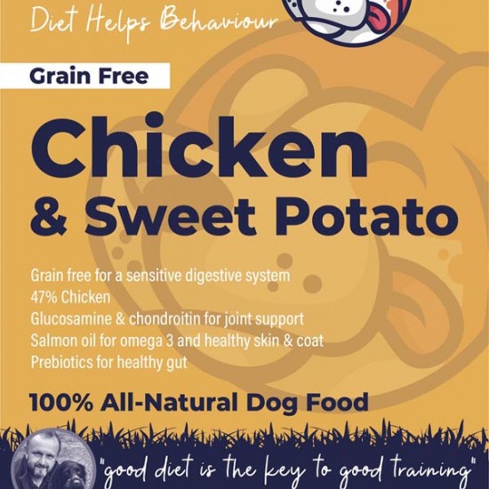 Chicken & Sweet Potato  Dog Food - 47% Chicken - Salmon Oil - Sensitive