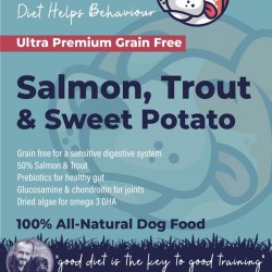 Ultra Premium Salmon ,Trout & sweet potato with asparagus - 50% Fish - Green Lipped Mussel for Joints dog food Ultra Premium Salmon ,Trout & sweet potato with asparagus - 50% Fish - Green Lipped Mussel for Joints dog food