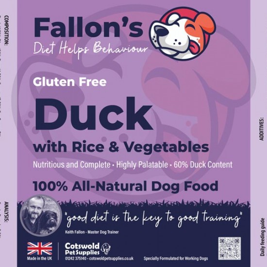 Duck & Rice  - Wet Dog Food - Gluten Free - Pack of 10 Trays x 395g