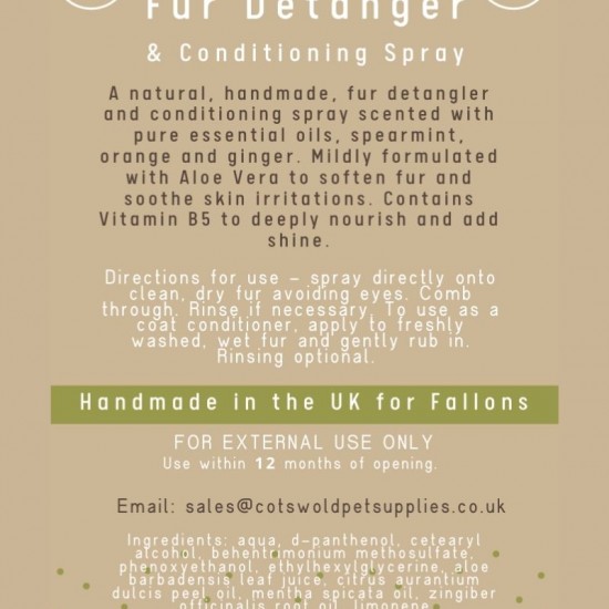 Fallon's Mucky Mutts Dog Fur Detangler & Conditioning spray 200ml Fallon's Mucky Mutts Dog Fur Detangler & Conditioning spray 200ml