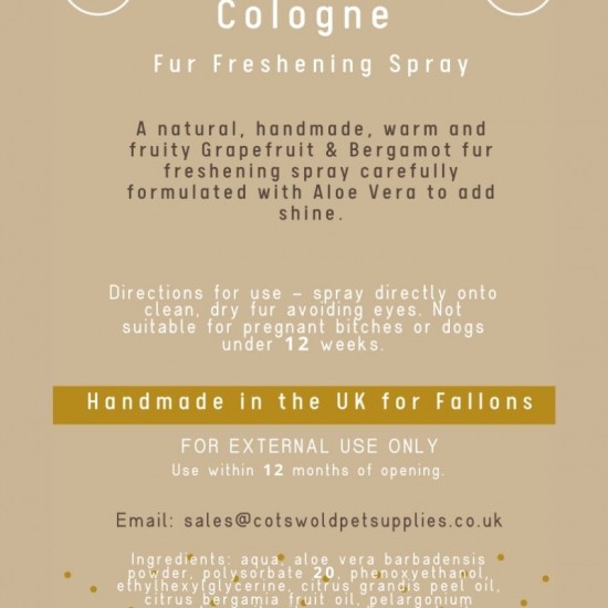 Fallon's Mucky Mutts Natural Cologne Fur Freshening Spray Grapefruit 200ml for Dogs Fallon's Mucky Mutts Natural Cologne Fur Freshening Spray Grapefruit 200ml for Dogs