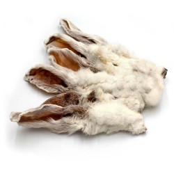 Natural Rabbit Ears with Fur - long lasting dog treat x 8