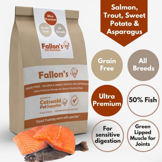 Ultra Premium Salmon ,Trout & sweet potato with asparagus - 50% Fish - Green Lipped Mussel for Joints dog food